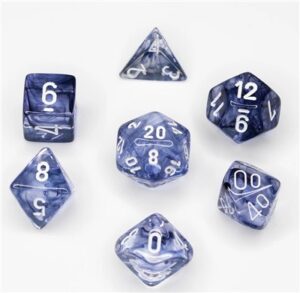 Dobókocka - Chessex Nebula Black w/white (7 db-os szett)