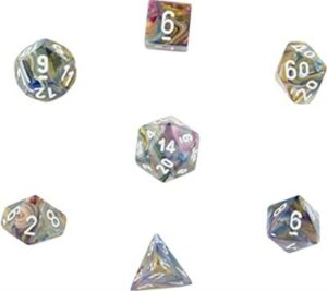 Dobókocka - Chessex Festive Carousel w/white (7 db-os szett)