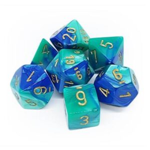Dobókocka - Chessex Gemini Blue-Teal w/gold (7 db-os szett)