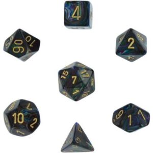Dobókocka - Chessex Lustrous Shadow w/gold (7 db-os szett)