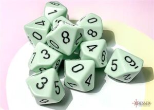 Dobókocka - Chessex Opaque Pastel Green/black 10 db-os d10 szett