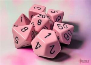 Dobókocka - Chessex Opaque Pastel Pink/black (7 db-os szett)