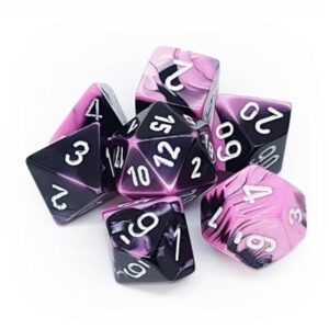 Dobókocka - Chessex Gemini Black-Pink w/white (7 db-os szett)