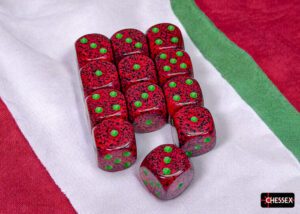 Dobókocka - Chessex Speckled d6 (16 mm) kockablokk Strawberry (12 db-os szett)