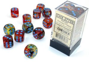 Dobókocka - Chessex d6 (16 mm) kockablokk Nebula Primary/blue (12 db-os szett)