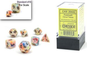 Dobókocka - Chessex Festive® Mini-Polyhedral Circus/black (7 db-os szett)