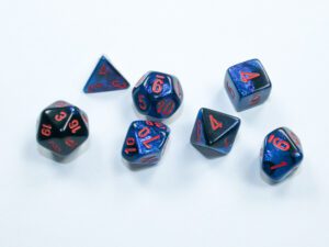Dobókocka - Chessex Gemini® Mini-Polyhedral Black-Starlight™/Red (7 db-os szett)