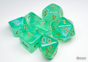 Dobókocka - Chessex Borealis Light Green/gold Luminary (7 db-os szett)