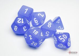 Dobókocka - Chessex Frosted Blue/white (7 db-os szett)