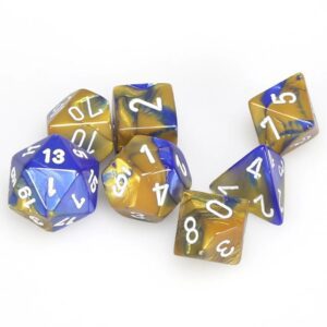 Dobókocka - Chessex Gemini Blue-Gold/white (7 db-os szett)