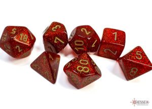 Dobókocka - Chessex Glitter Ruby Red/gold (7 db-os szett)