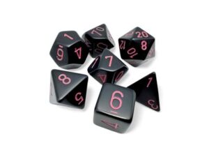 Dobókocka - Chessex Opaque Black/pink (7 db-os szett)