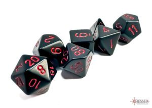 Dobókocka - Chessex Opaque Black/red (7 db-os szett)
