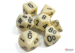 Dobókocka - Chessex Opaque Ivory/black (7 db-os szett)