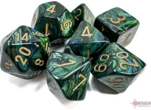 Dobókocka - Chessex Scarab Jade/gold (7 db-os szett)