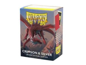 Dragon Shield Dual Matte Sleeves - Crimson & Silver (100 Sleeves)